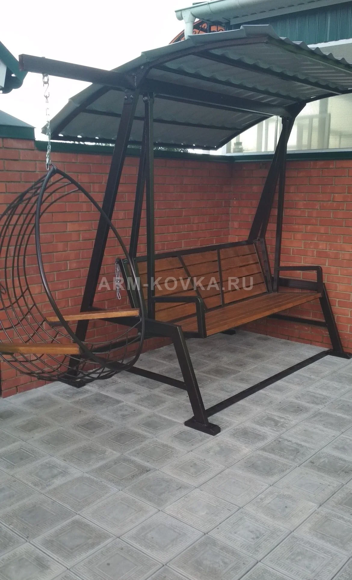 Комбинированные садовые качели «Дуэт» с подвесным креслом-коконом