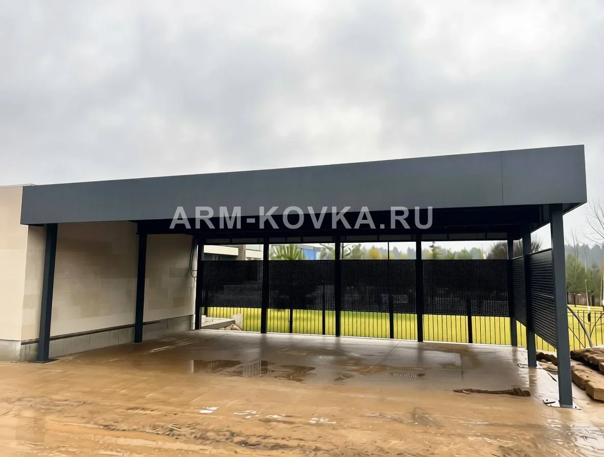 Навес в стиле Хай-Тек 10х6.3м с ограждением  НХ-001